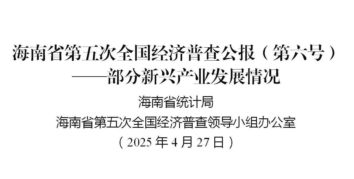 海南省第五次全国经济普查公报（第六号） ——部分新兴产业发展情况